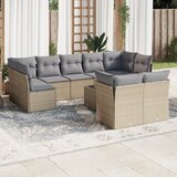  10-dijelni set vrtnih sofa s jastucima bež od poliratana | Eponuda.com