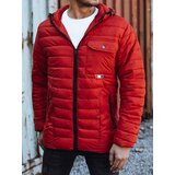 DStreet Men's red quilted jacket with hood | shoptok.hr