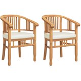  Stolica s jastukom 2 pcs Smeđa 63 x 58 x 89 cm Čvrsto teak drvo | shoptok.hr