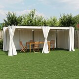  Sjenica sa zavjesama 6 x 3 m krem čelična | shoptok.hr