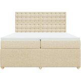  Krevet s oprugama i madracem krem 200 x 200 cm od tkanine | shoptok.hr