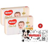 Huggies duo Pack Pelene Elite Soft Mega, Veličina 4, 8-14kg, 120 komada + Mickey Mouse Vlažne maramice, 56 komada Cene