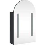 vidaXL Kopalniška omarica z ogledalom z LED obokana črna 42x13x70 cm | Shoptok.si