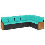 vidaXL Vrtni set od 7 dijelova s jastucima crni poliratan - Crna Bez stola 1 | shoptok.hr