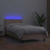  Krevet box spring i madrac LED cappuccino 80x200cm umjetna koža | shoptok.hr