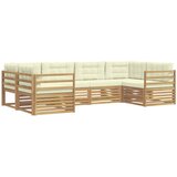 vidaXL Zunanja garnitura za sedenje 6 pcs Bela in krem Poliester, (5000279911) | Shoptok.si