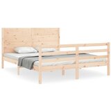  The Living Store Posteljni okvir z vzglavjem 160x200 cm trden les - Posteljni Okvir, (21448701) | Shoptok.si