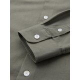 Ombre Men's linen shirt with stand-up collar and pocket REGULAR FIT - khaki | Shoptok.si