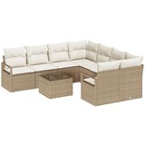 vidaXL set vrtne sofe od 9 dijelova s jastučićima, bež, poli ratan, dvostruka vrtna sofa s spremnikom i jastučićima, bež, poli ratan Cijene