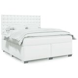 vidaXL Box spring postelja z vzmetnico bela 180x200 cm umetno usnje | Shoptok.si