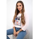 Kesi Blouse with cat graphics 3D powdered pinjk | shoptok.hr