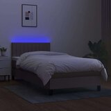  Krevet box spring s madracem LED smeđesivi 90x200 cm tkanina | shoptok.hr