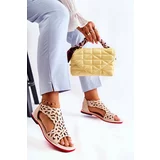 Kesi Leather openwork sandals beige Alima