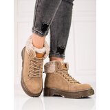 SHELOVET Brown women&#039;s trappers with sheepskin coat cijene