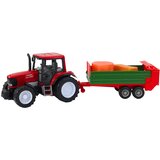 Traktor za igru sa prikolicom i balama 62 cm - crveno/zelena | Shoptok.si
