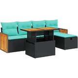  6-dijelni set vrtnih sofa s jastucima crni od poliratana bagrem | shoptok.hr