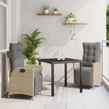 vidaXL 3-delni vrtni jedilni set Bež Poli ratan | Shoptok.si