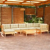 Maison Chic Seti vrtnega pohištva - Vrtna garnitura - Vrtni pohištvo set 8-delna s krem blazinami trdna borovina, (21803628) | Shoptok.si
