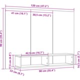vidaXL Stenski TV kabinet s polico Črni hrast 120 x 23.5 x 90 cm | Shoptok.si