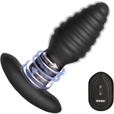 Model-E Vibrating Rimming Plug with Remote Control Black
