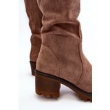 Boto Women's Knee-High Low Heel Boots Brown Beveta | ePonuda.com