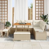 8 Dijelni Vrtni Sofe Set s Jastucima Bež Poli Ratan Akacija | shoptok.hr