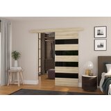 ADRK Klizna zidna vrata MILOU s lakobel detaljima 96 cm - SONOMA-LAKIRANA CRNA, VISOKI SJAJ | shoptok.hr