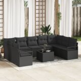 vidaXL 10-delni vrtni kavčni set z blazinami bež poli ratan | Shoptok.si