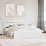  Konstrukcija postelje Bela 200 x 200 cm Masivno borovo les, (5000102725) | Shoptok.si