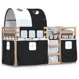 vidaXL krevet na kat sa zavjesama bijelo-crni 75 x 190 cm od borovine | shoptok.hr