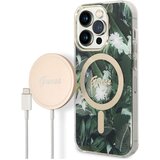 Guess Paket ohišja za iPhone 14 Pro Jungle Design in brezžični polnilnik Qi MagSafe 15W, Kaki, (21730973) Cene
