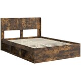 Krevetna konstrukcija s pohranom i uzglavljem Dimljeni hrast Smeđa 140 x 190 cm | Shoptok.si