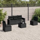 vidaXL 6-dijelni set vrtnih sofa s jastucima crni od poliratana | shoptok.hr