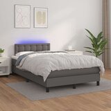  Box spring postelja z vzmetnico LED siva 120x200cm umetno usnje, (20724271) | Shoptok.si