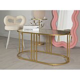 Mauro Ferretti Bela/v zlati barvi klubska mizica s stekleno mizno ploščo 50x90 cm Antalia – | Shoptok.si