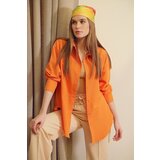 Trend Alaçatı Stili Women's Orange Oversize Long Woven Shirt Cene