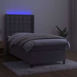  Box spring postelja z vzmetnico LED svetlo siva 90x200 cm žamet, (20789261) | Shoptok.si