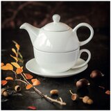 Maxwell williams Bel porcelanast čajnik s skodelico Maxwell & Williams Basic Cene