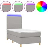  Box spring postelja z vzmetnico LED sv. siva 100x200 cm blago, (20724677) | Shoptok.si