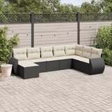 Maison Chic Seti vrtnega pohištva - Vrtna garnitura - Vrtni pohištvo set 8-delna z blazinami črn poli ratan, (21800821) | Shoptok.si
