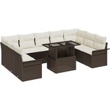 vidaXL 10-delni vrtni kavčni set s blazinami rjav poli ratan | Shoptok.si
