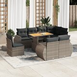 Maison Chic Seti vrtnega pohištva - Vrtna garnitura - Vrtni pohištvo set 9-delna z blazinami siv poli ratan, (21795771) | Shoptok.si