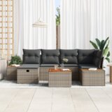  Set vrtnih kauča od 7 dijelova s jastučićima sivi poli ratan | shoptok.hr