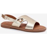VINCEZA Women's Flat Sandals With Decorative Detail 17378 Gold | shoptok.hr