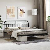 vidaXL Kovinski posteljni okvir z vzglavjem črn 183x213 cm Cene