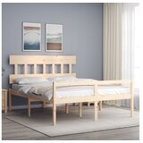 vidaXL Okvir kreveta s uzglavljem 160 x 200 cm od masivnog drva | shoptok.hr