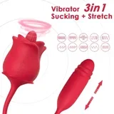 Rose 3in1 Stimulator & Suction & Up&Down with Tail Red