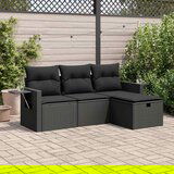 Maison Chic Seti vrtnega pohištva - Vrtna garnitura - Vrtni pohištvo set 4-delna z blazinami črna poli ratan, (21810450) | Shoptok.si