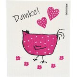 OWOSCHFETZN Gobasta krpa "Kokoš Berta - Danke" - Roza Cene