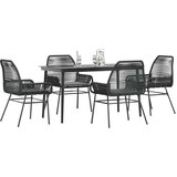 vidaXL 5-dijelni vrtni blagovaonski set s jastucima od crnog | shoptok.hr